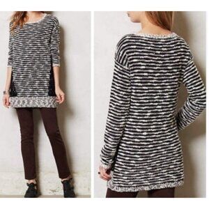Anthropologie Moth Women's SZ Small Staccato Stripes & Lace Sweater